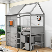 Lake house loft bed 2024 with desk